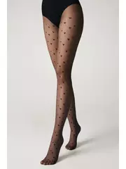 Колготки женские в сердечки и точки feeling fantasy grafit, , 2, CONTE ELEGANT, - 1