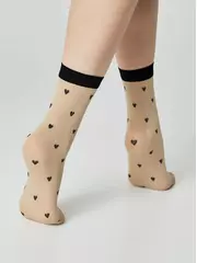 Сияющие женские носки с объемными рисунками «hearts» fantasy gold-natural, , 36-39 (23-25), CONTE ELEGANT, - 6