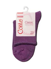 Носки женские вискозные classic (люрекс, без резинки) 000 сиреневый, , 36-37 (23), CONTE ELEGANT, - 3