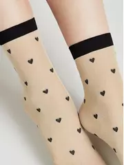 Сияющие женские носки с объемными рисунками «hearts» fantasy gold-natural, , 36-39 (23-25), CONTE ELEGANT, - 4