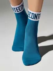 Носки женские вискозные (удлиненные) active 273 темно-бирюзовый-белый, , 36-37 (23), CONTE ELEGANT, - 1