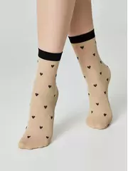 Сияющие женские носки с объемными рисунками «hearts» fantasy gold-natural, , 36-39 (23-25), CONTE ELEGANT, - 2