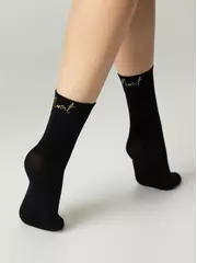 Матовые носки с сияющей термоаппликацией moment fantasy gold-nero, , 36-38 (23-25), CONTE ELEGANT, - 2