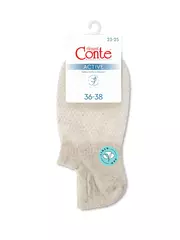 Ультракороткие носки active со льном и ажурным рисунком "сетка" 251 бежевый, , 36-38 (23-25), CONTE ELEGANT, - 3