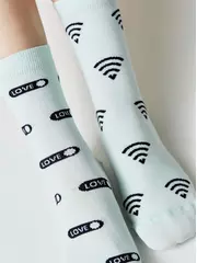 Носки женские happy с рисунками 613 бледно-бирюзовый, , 36-39 (23-25), CONTE ELEGANT, - 1