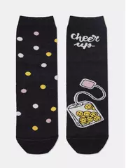 Женские хлопковые носки happy с рисунками 612 черный, , 36-39 (23-25), CONTE ELEGANT, - 5