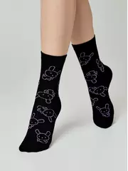 Носки женские happy с рисунками 610 черный, , 36-39 (23-25), CONTE ELEGANT, - 2