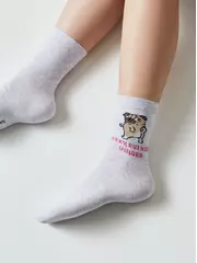 Женские хлопковые носки happy с рисунками 607 светло-серый, , 36-39 (23-25), CONTE ELEGANT, - 5