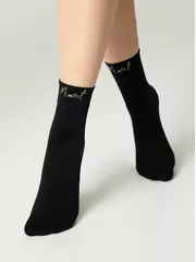 Матовые носки с сияющей термоаппликацией moment fantasy silver-nero, , 36-38 (23-25), CONTE ELEGANT, - 2