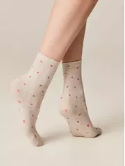 Носки женские с принтом из пряжи с хлопком и льном fantasy 561 бежевый, , 36-39 (23-25), CONTE ELEGANT, - 2