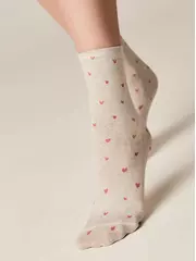 Носки женские с принтом из пряжи с хлопком и льном fantasy 561 бежевый, , 36-39 (23-25), CONTE ELEGANT, - 3