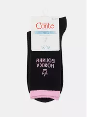 ​удлиненные женские носки с надписью «ножка богини» active 600 черный, , 36-38 (23-25), CONTE ELEGANT, - 5