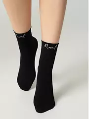 Матовые носки с сияющей термоаппликацией moment fantasy silver-nero, , 36-38 (23-25), CONTE ELEGANT, - 1