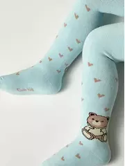 Теплые махровые детские колготки sof-tiki (махровые внутри) 641 бледно-бирюзовый, , 62-74 (12), CONTE-KIDS, - 2