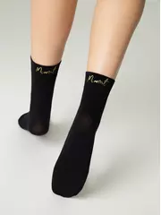 Матовые носки с сияющей термоаппликацией moment fantasy gold-nero, , 36-38 (23-25), CONTE ELEGANT, - 4