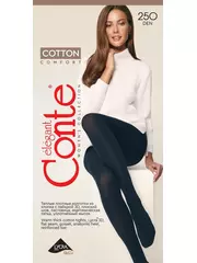 Колготки женские conte cotton 250 nero, , 3, CONTE ELEGANT, - 1