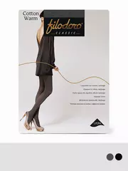 Теплые колготки с хлопком filodoro cotton warm nero, , 4, FILODORO, - 1