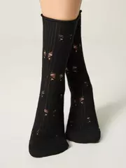 Женские ажурные носки (без резинки) classic 628 черный, , 36-38 (23-25), CONTE ELEGANT, - 4