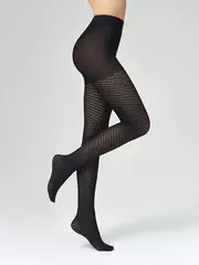 Теплые ажурные колготки omsa corsia 120 nero, , 2, OMSA, - 4