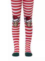 Новогодние колготки new year "рудольф" с пушистой нитью 541 красный, , 62-74 (12), CONTE-KIDS, - 2