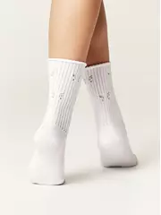 Носки женские (ажурные, без резинки) classic 628 белый, , 39-41 (25-27), CONTE ELEGANT, - 3