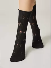 Женские ажурные носки (без резинки) classic 628 черный, , 36-38 (23-25), CONTE ELEGANT, - 2