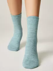 Теплые удлиненные носки esli 625 серо-бирюзовый, , 36-39 (23-25), ESLI, - 1