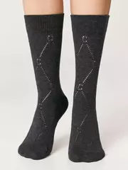 Женские ажурные носки (удлиненные) active 623 темно-серый, , 36-38 (23-25), CONTE ELEGANT, - 1