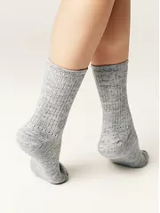 Теплые удлиненные женские носки esli 625 серый, , 36-39 (23-25), ESLI, - 2
