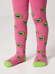 Теплые колготки sof-tiki (махровые внутри) с рисунками 644 розовый, , 104-110 (16), CONTE-KIDS, - 1