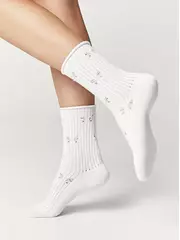 Носки женские (ажурные, без резинки) classic 628 белый, , 39-41 (25-27), CONTE ELEGANT, - 1