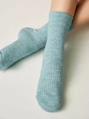 Теплые удлиненные носки esli 625 серо-бирюзовый, , 36-39 (23-25), ESLI, - 3