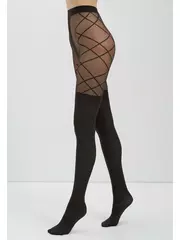 Колготки женские с имитацией гольфинов и рисунком «ромбы» concept grafit, , 2, CONTE ELEGANT, - 1