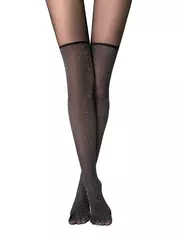 Колготки с имитацией чулок lurex net nero, , 2, CONTE ELEGANT, - 2