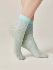 Носки женские в крупные ромбы conte 21с-145сп turquoise, , 36-39 (23-25), CONTE ELEGANT, - 1