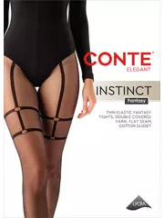 Колготки с имитацией чулок с подвязками instinct nero, , 3, CONTE ELEGANT, - 1