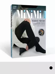 Теплые колготки (микрофибра с флисом) minimi fleece micro 200 nero, , 3, MINIMI, - 1