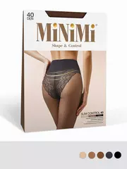 Моделирующие колготки с ажурными трусиками minimi slim control 40 daino, , 3, MINIMI, - 2