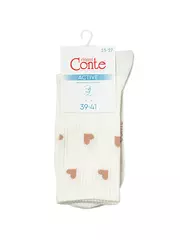 Хлопковые удлиненные носки conte active 708 молочный, , 36-38 (23-25), CONTE ELEGANT, - 3
