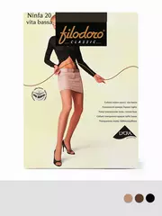 Колготки с низкой линией талии filodoro ninfa 20 vita bassa nero, , 4, FILODORO, - 1