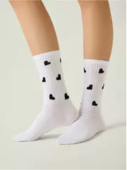 Носки женские с рисунком «сердечки» active 708 белый, , 36-38 (23-25), CONTE ELEGANT, - 1