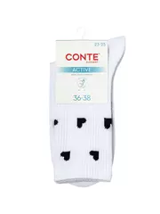 Носки женские с рисунком «сердечки» active 708 белый, , 36-38 (23-25), CONTE ELEGANT, - 3