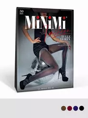 Колготки с эффектом тюля и люрексом minimi tulle lurex 50 moka, , 2, MINIMI, - 2