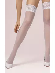 Чулки с кружевной резинкой omsa malizia 20 bianco, , 2, OMSA, - 1