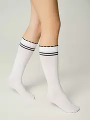 Гольфы детские с контрастными полосами из микрофибры lucky bianco, , 20, CONTE ELEGANT, - 4