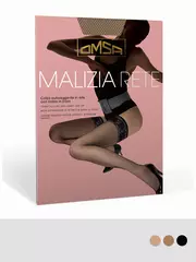 Чулки в сеточку с кружевной каймой omsa malizia rete caramello, , 1/2 (S/M), OMSA, - 2