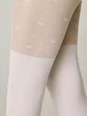 Детские колготки с сердечками и имитацией гольфинов sweet lady bianco, , 152-158, CONTE ELEGANT, - 4