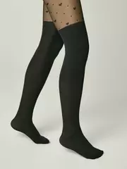 Колготки с сердечками и имитацией гольфинов sweet lady nero, , 152-158, CONTE ELEGANT, - 3