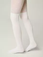 Колготки с имитацией гольфинов и сердечками sweet girl bianco, , 116-122, CONTE ELEGANT, - 1