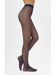 Колготки с диагональной полоской minimi slash 20 blu, , 2, MINIMI, - 1